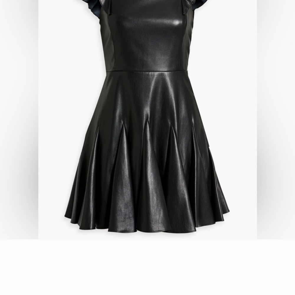 Alice + Olivia Black Leather Mini Dress